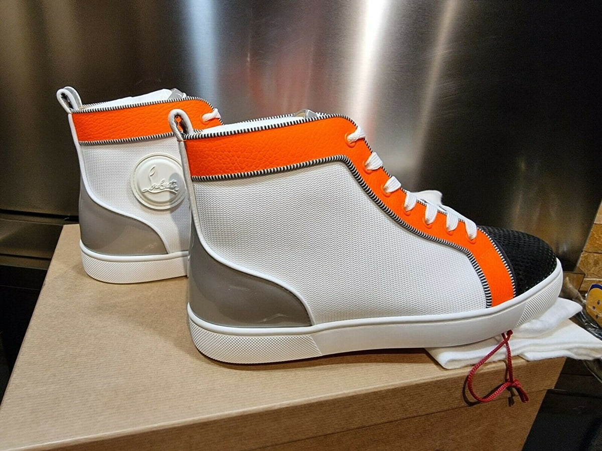 CHRISTIAN LOUBOUTIN Louis Orlato Grey And Orange Sneakers New Size 41.5 US 8.5
