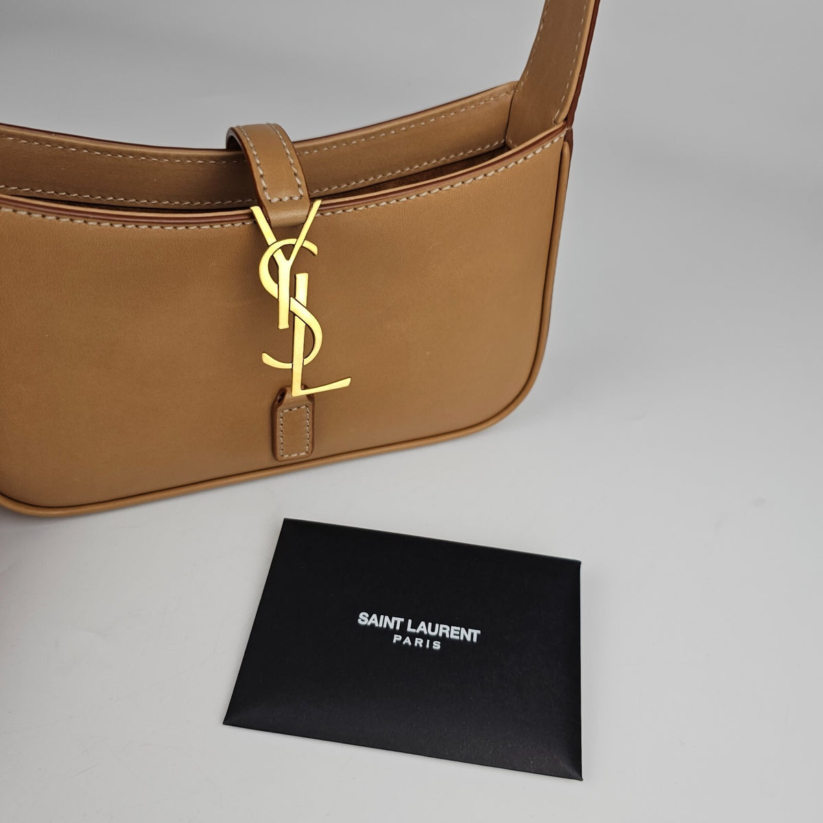 SAINT LAURENT Mini Le 5 A 7 Vintage Brown Leather Hobo Bag New