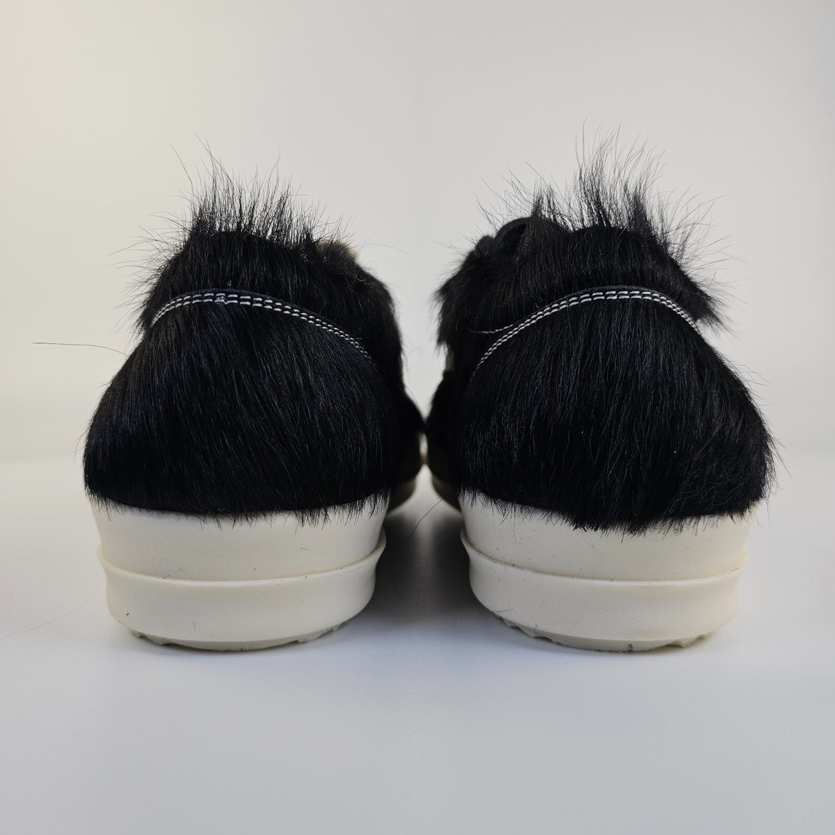 RICK OWENS Black/Milk Vintage Ponyhair Sneakers New Size 43 US 10