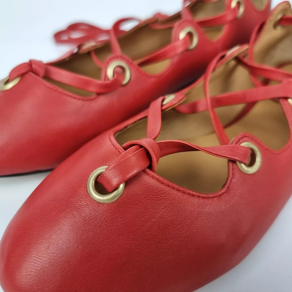 ISABEL MARANT Red Leather Flats New Size 36 US 6