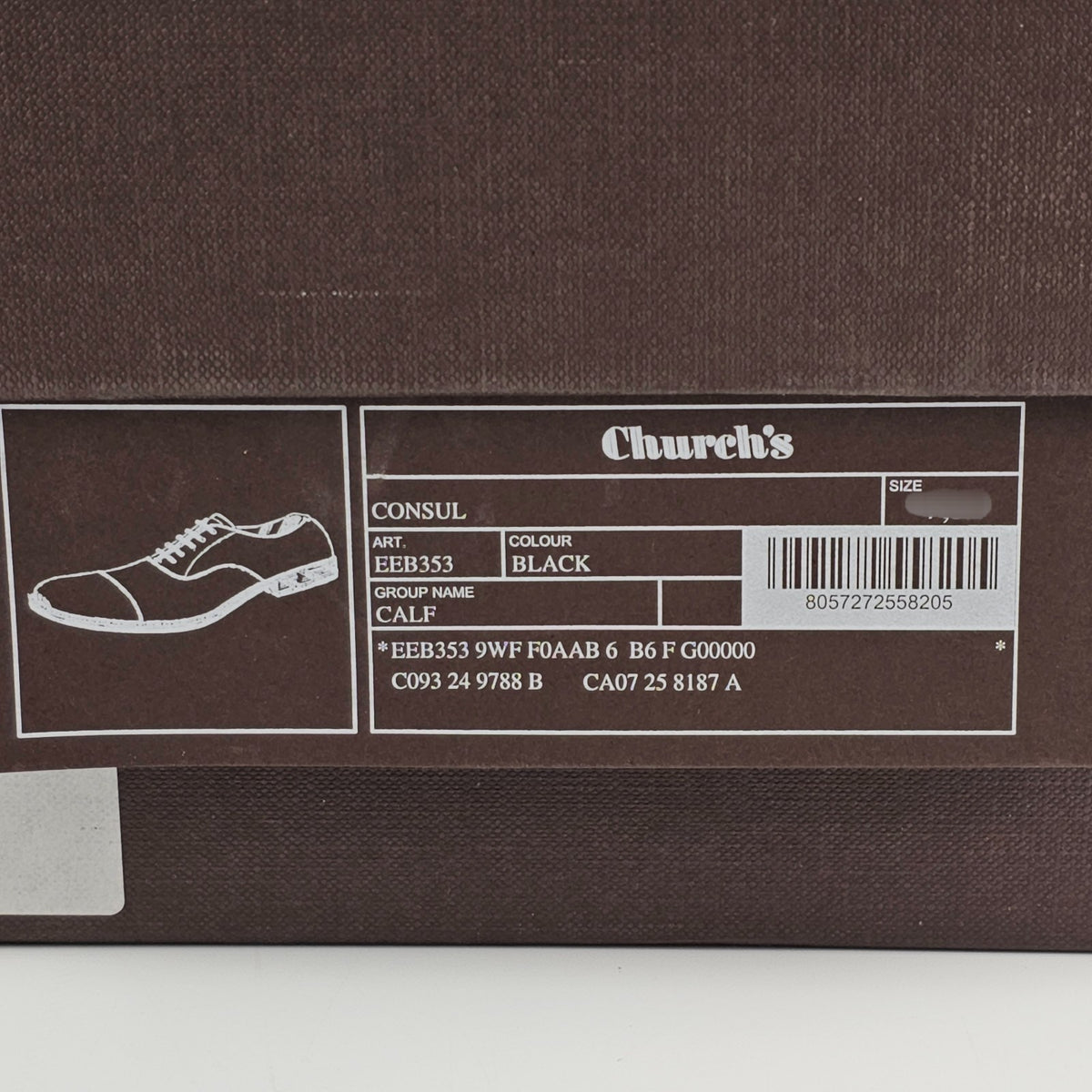 Church's Consul Black Leather Derby Shoes New