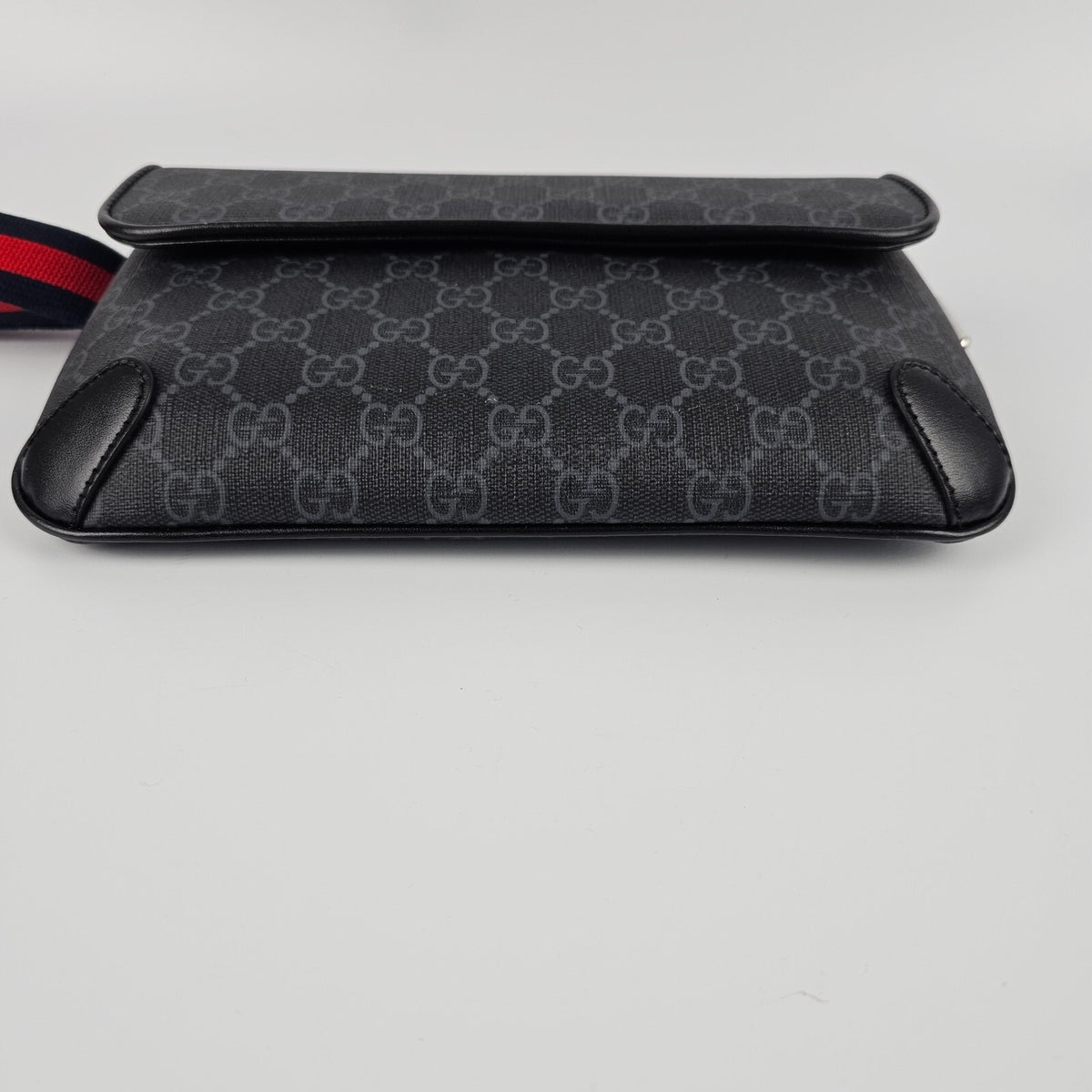 GUCCI GG $1300 Small Black Canvas Belt Bag New And Authentic