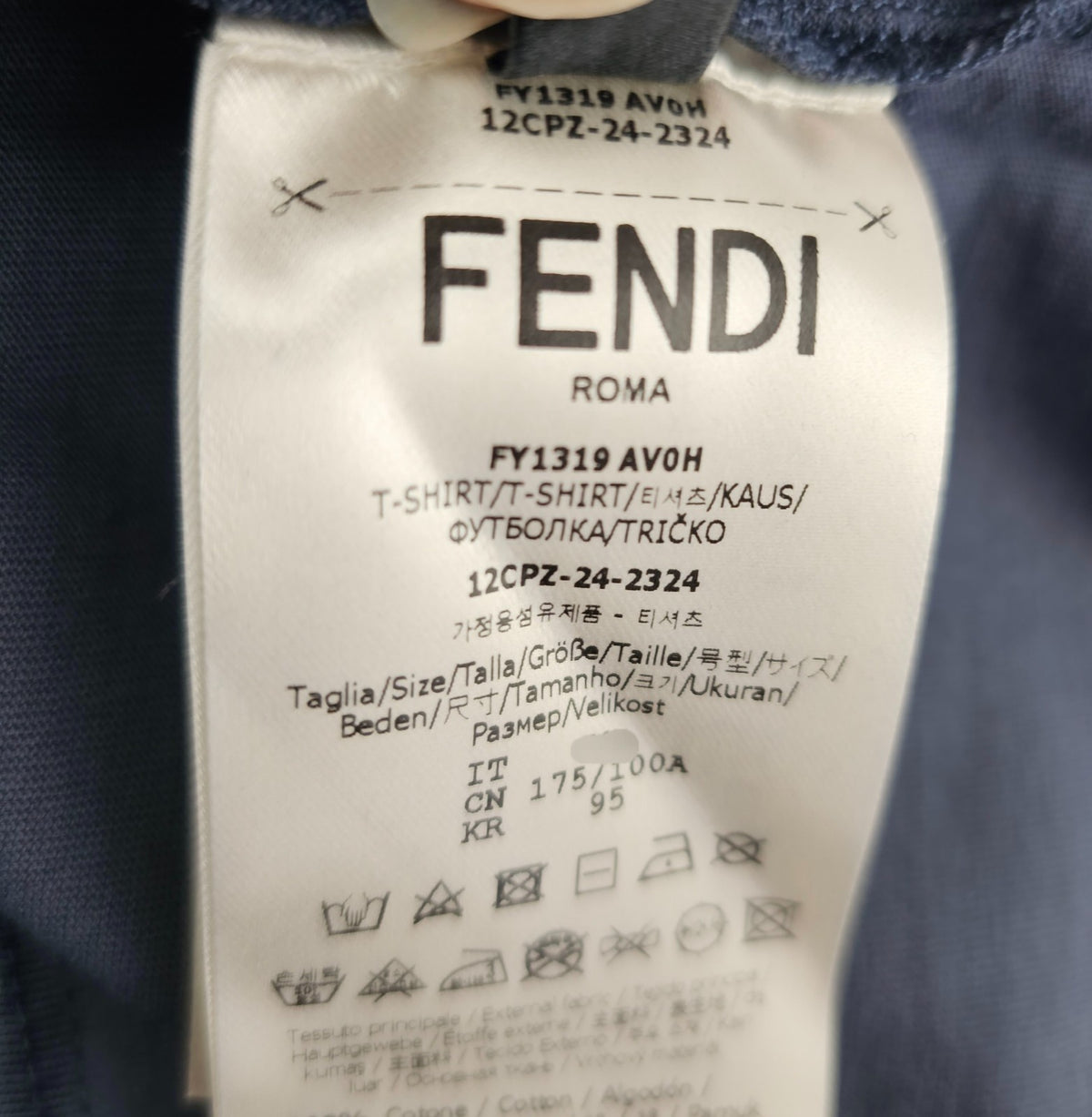 FENDI $790 Blue Cotton T-shirt New & Authentic