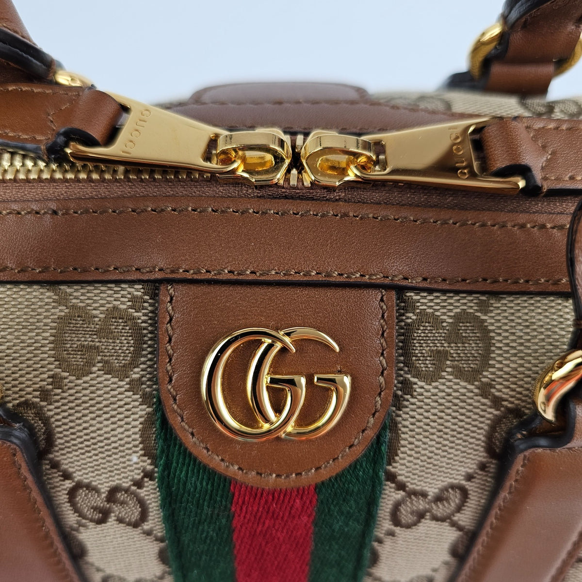 GUCCI Ophidia Medium Boston $2600 Beige/Brown Top Handle Bag New & Authentic