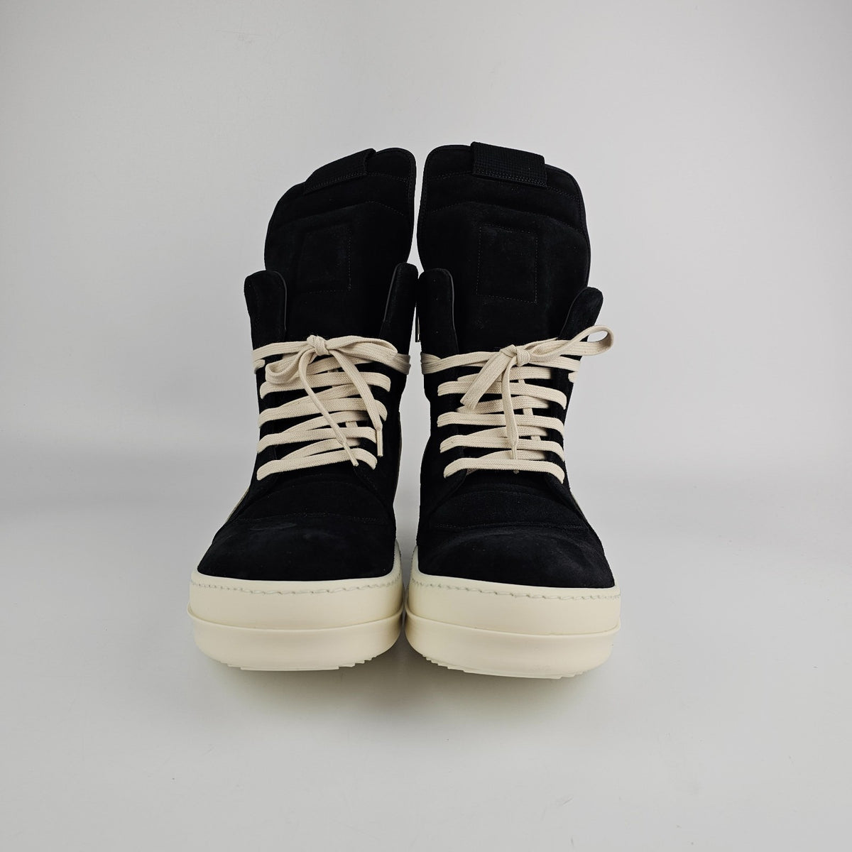 RICK OWENS Tower Geobasket Black/Milk Suede Sneakers New & Authentic