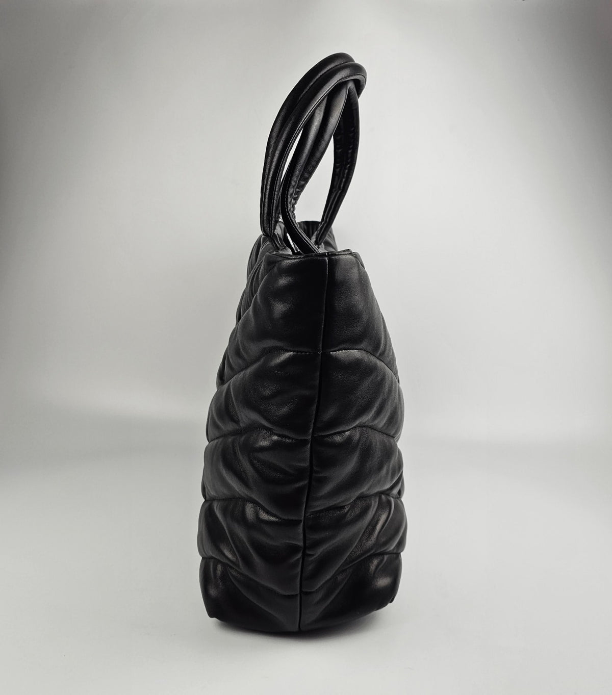 Saint Laurent Black Nappa Lambskin Puffer Tote Bag New