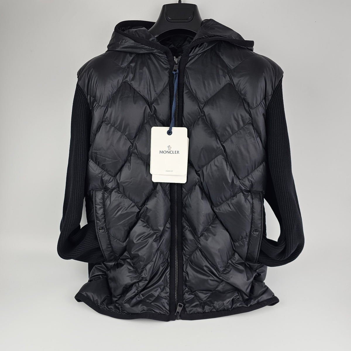 MONCLER Men's Black Quilted Down Cardigan New