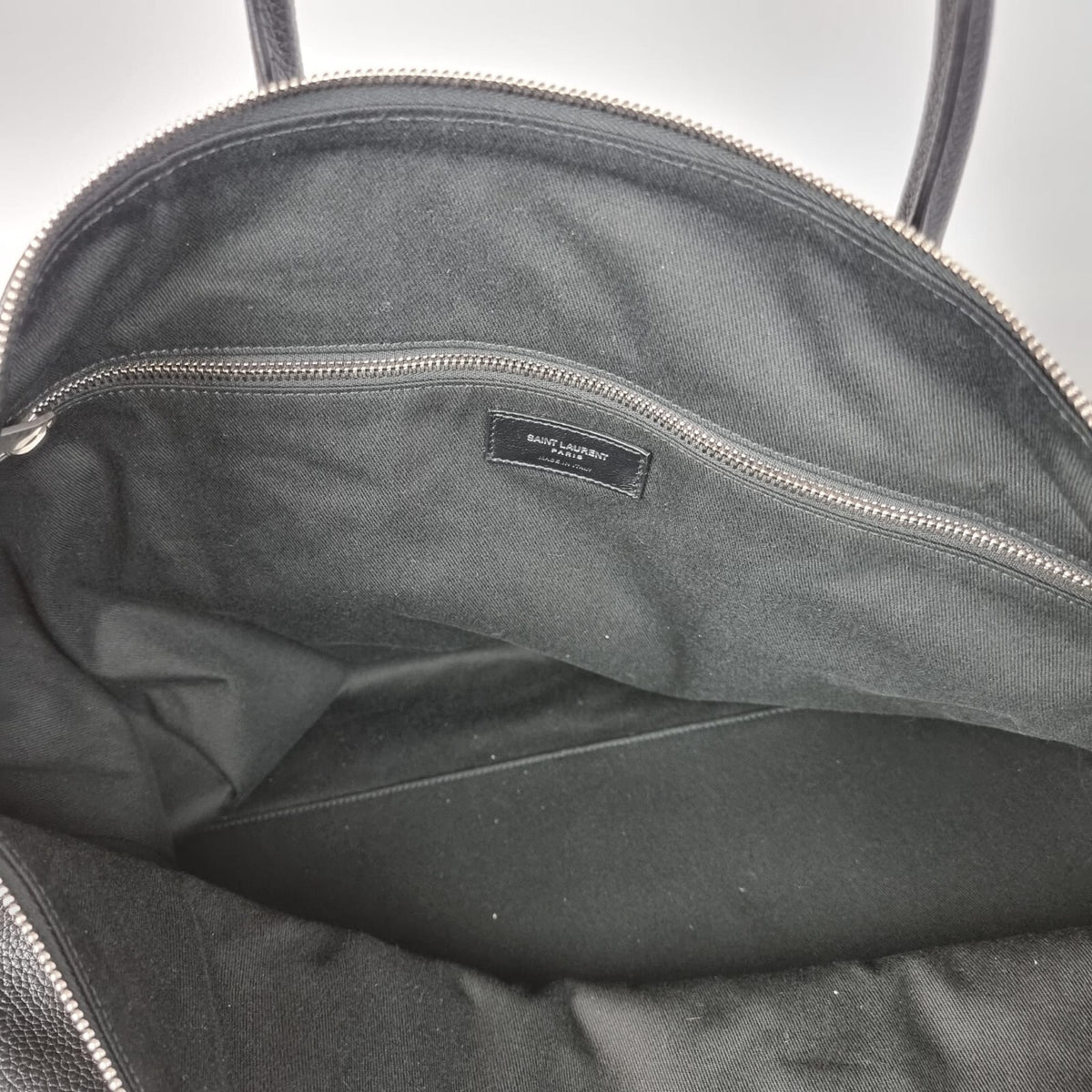 SAINT LAURENT $3050 Giant Bowling Black Leather Tote Bag New