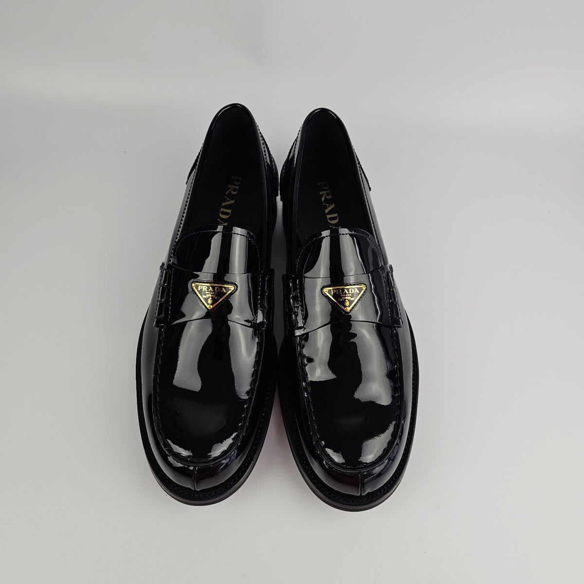 PRADA Black Patent Leather Loafers New & Authentic