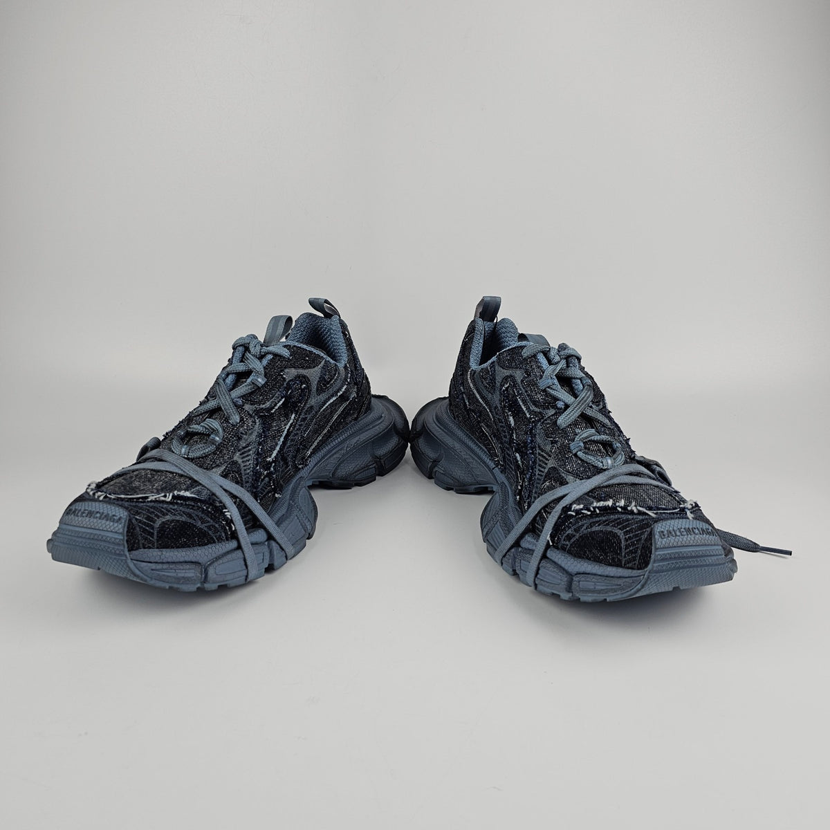 BALENCIAGA 3XL $1250 Men's Blue Denim Sneakers New & Authentic