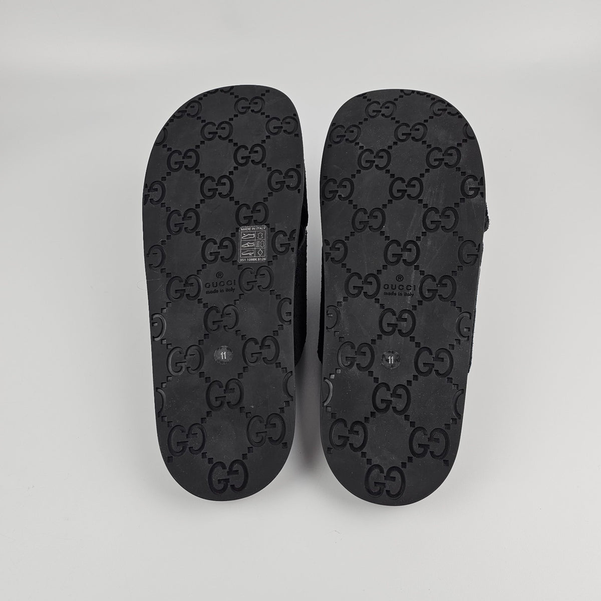 GUCCI Men's Black GG Suede Slide Sandals New & Authentic