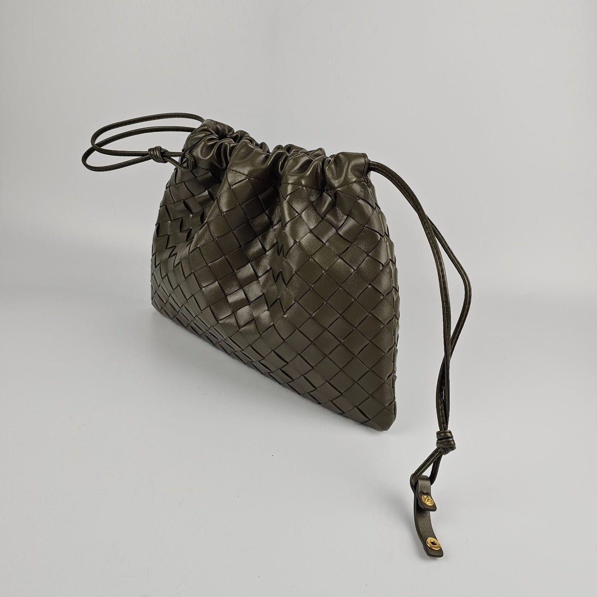 BOTTEGA VENETA Dustbag Medium $2600 Cypress Intrecciato Leather Handbag New