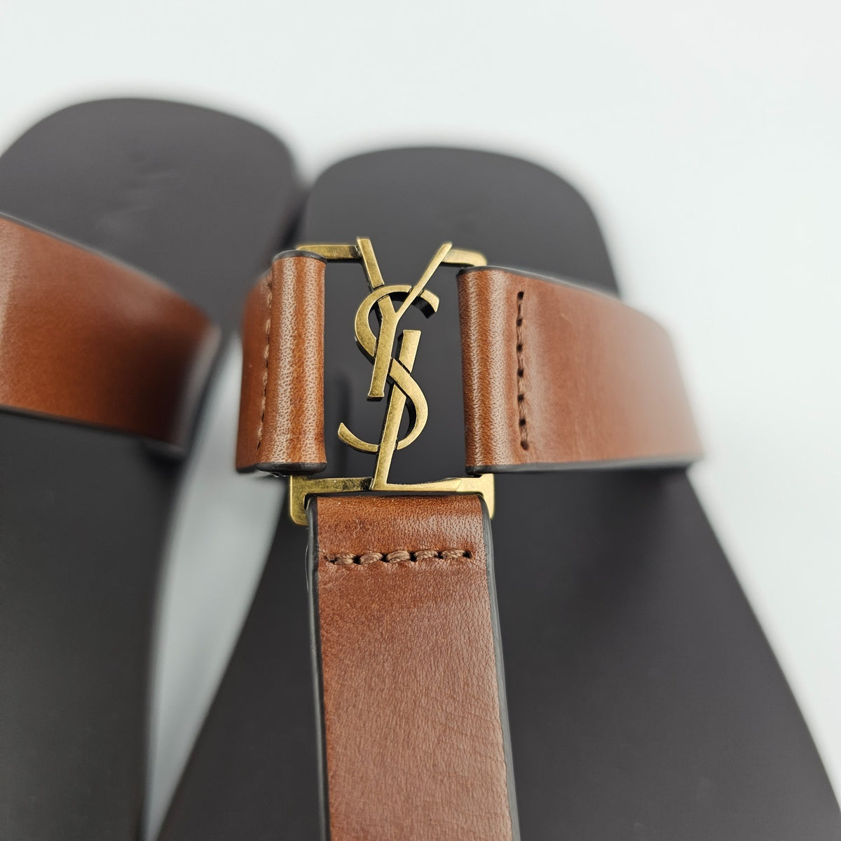 SAINT LAURENT Babylone $990 Burnt Brown Slides New & Authentic