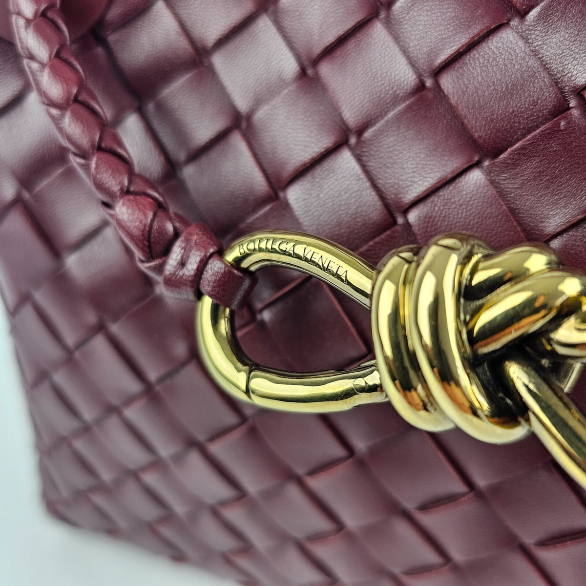 BOTTEGA VENETA Andiamo Small $4700 Barolo Red Leather Top Handle Bag New