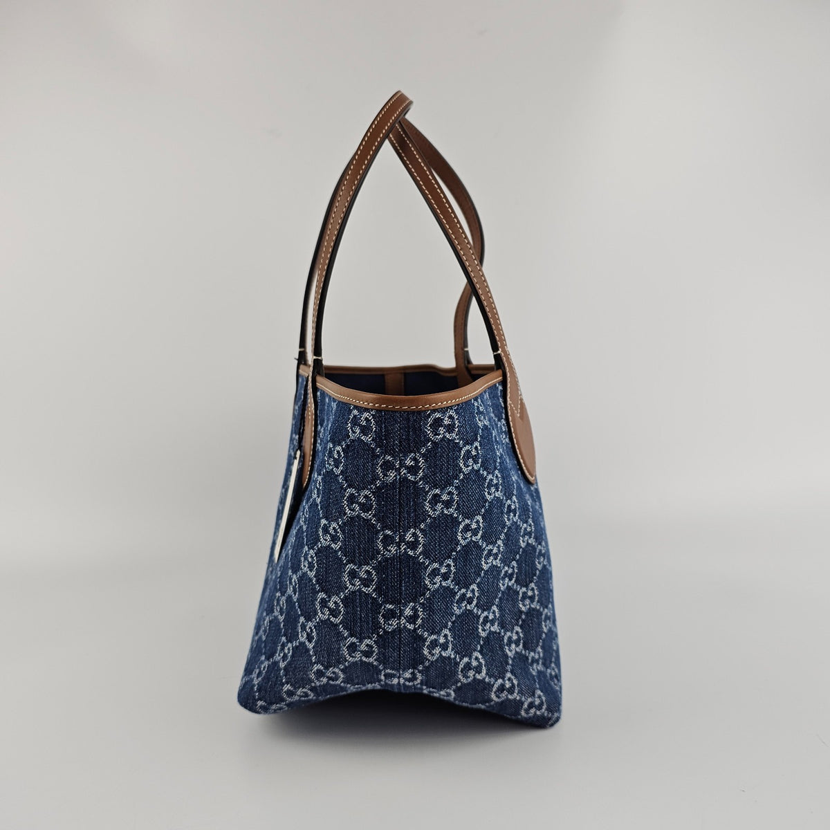 GUCCI Totissima Small $2180 Blue GG Denim Tote Bag New & Authentic