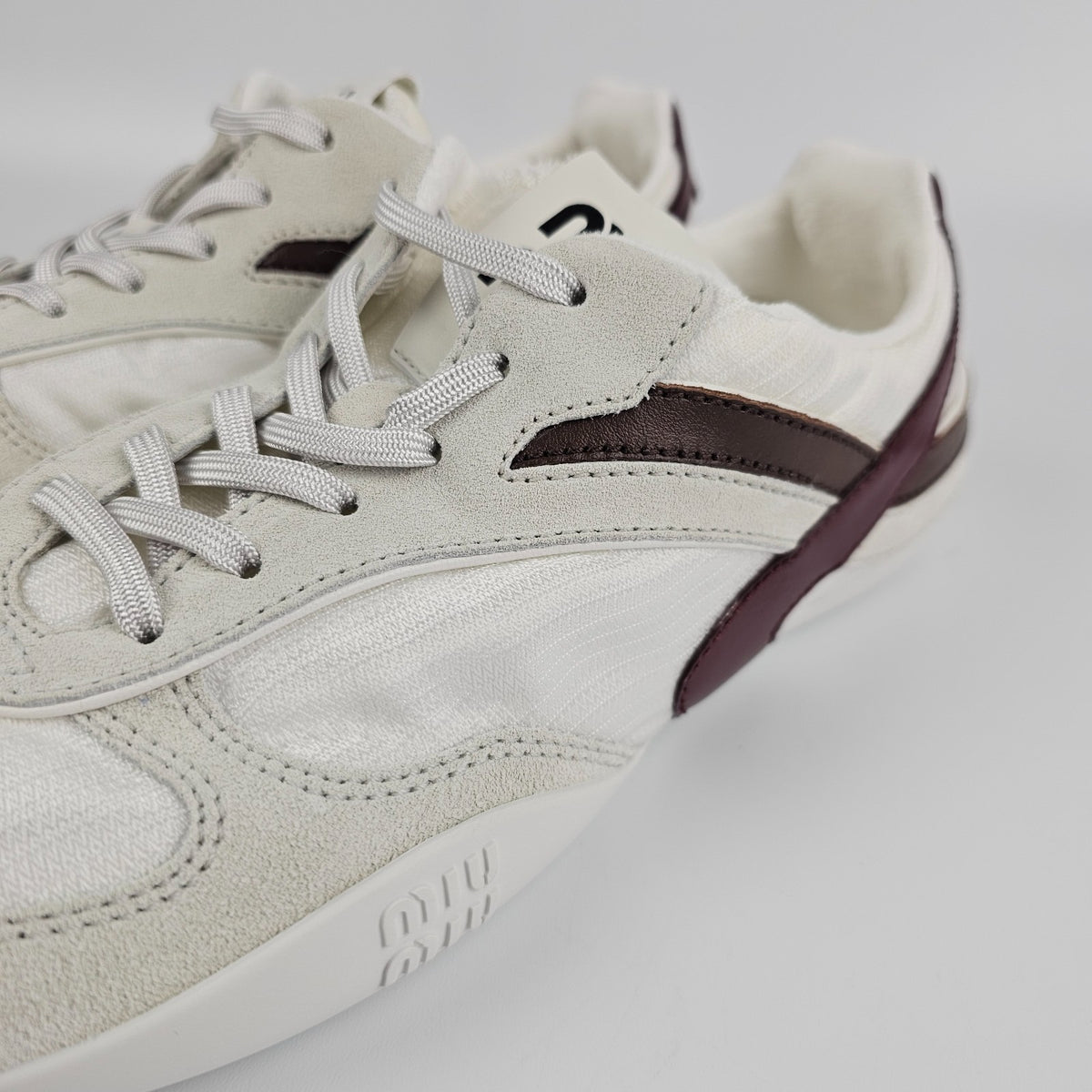 MIU MIU Gymnasium White/Burgundy Sneakers New & Authentic