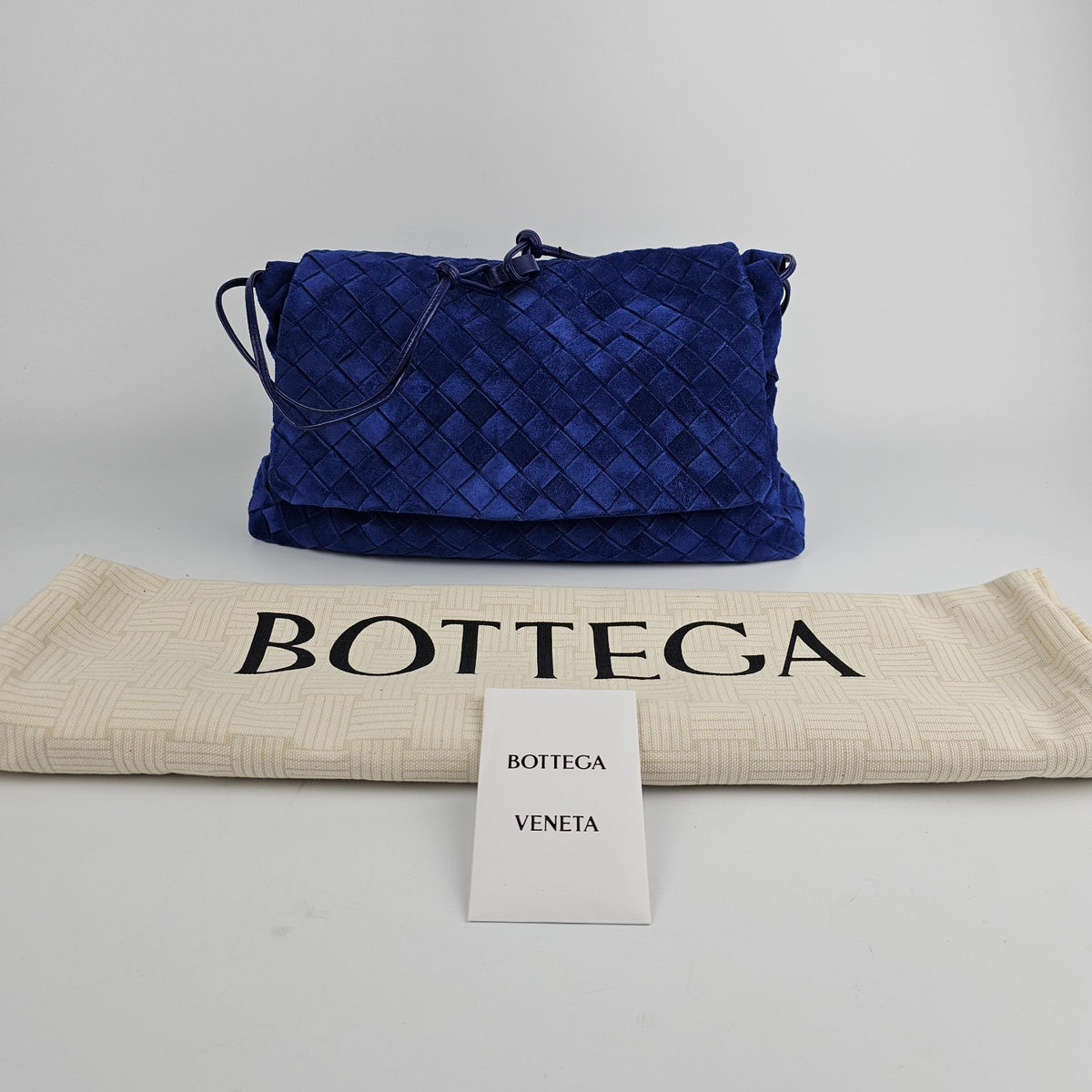 BOTTEGA VENETA Giorno $3500 Blue Royal Suede Shoulder Bag New & Authentic