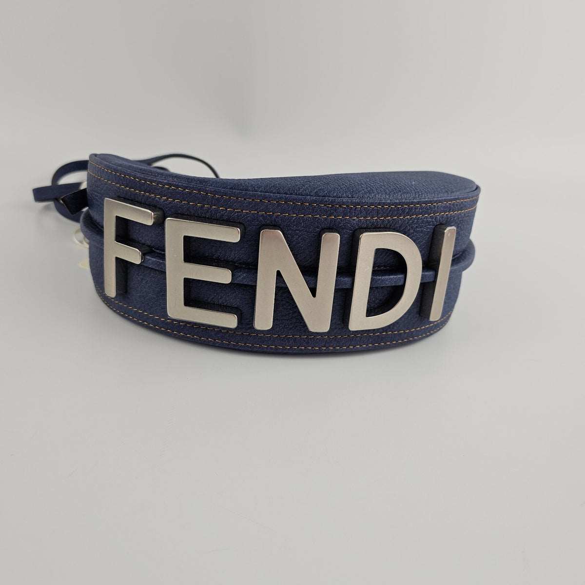 FENDI Fendigraphy Mini $2400 Blue Leather Denim Top Handle Bag New & Authentic