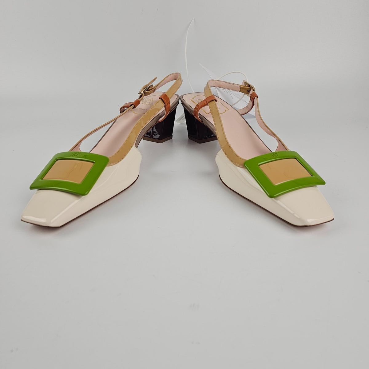 ROGER VIVIER Belle Vivier Multicolor Patent Leather 45mm Pumps Size 39 US 9