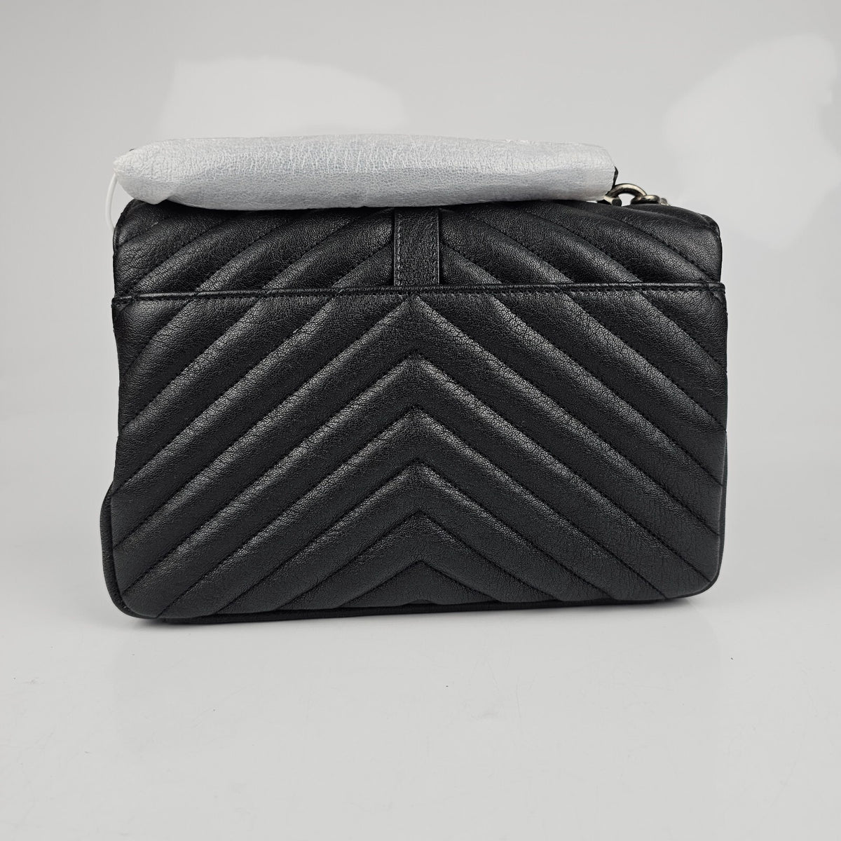 SAINT LAURENT College Medium Black Quilted Leather Shoulder Bag New