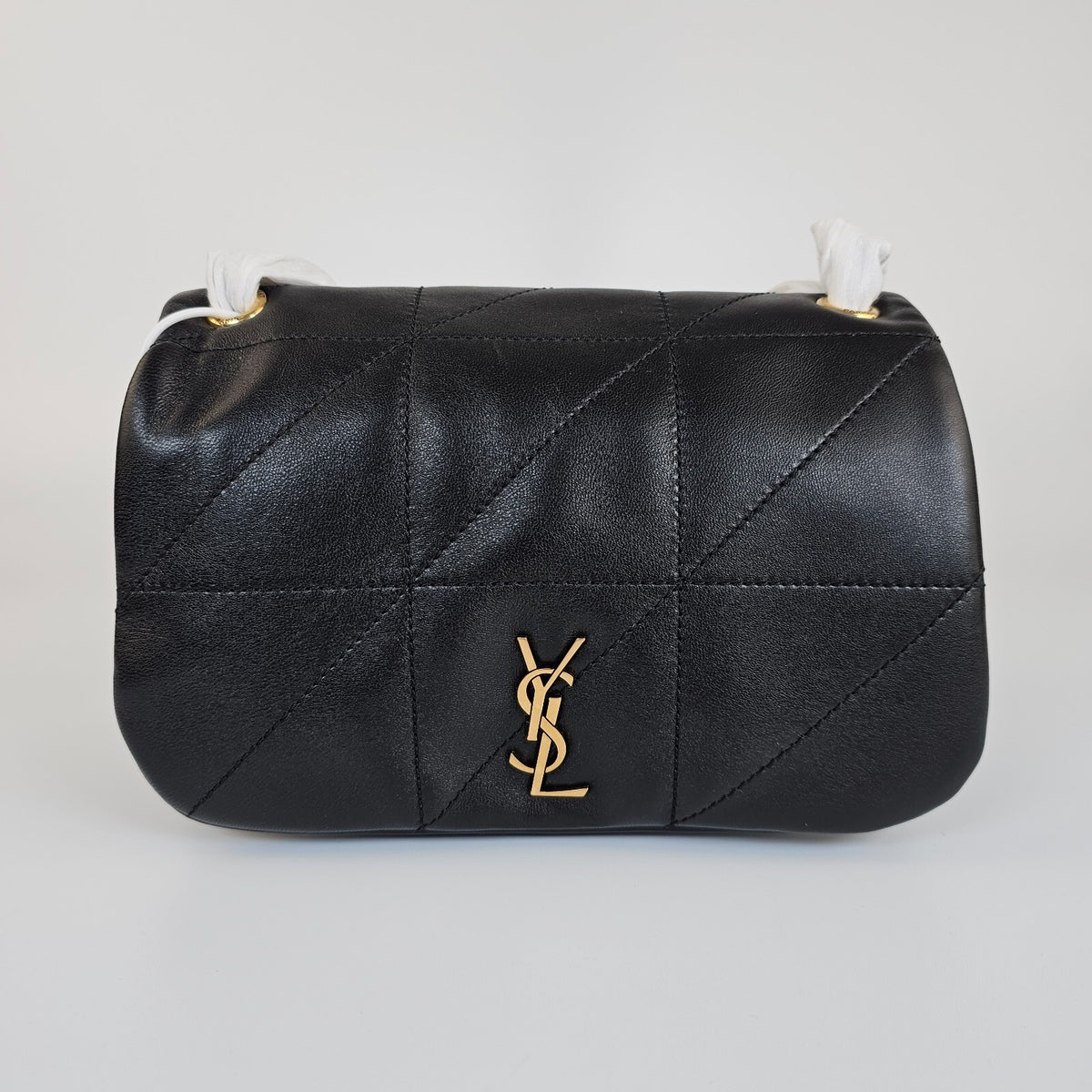 SAINT LAURENT Jamie 4.3 Mini Black And Gold Leather Shoulder Bag New