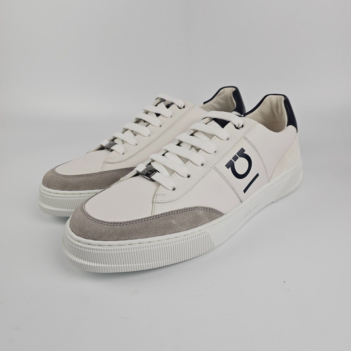 FERRAGAMO Alaska White/Black Sneakers New & Authentic
