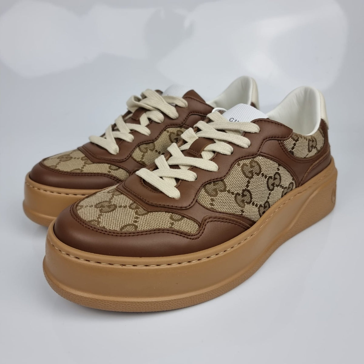 GUCCI $1010 Women's Chunky GG Brown Platform Sneakers New