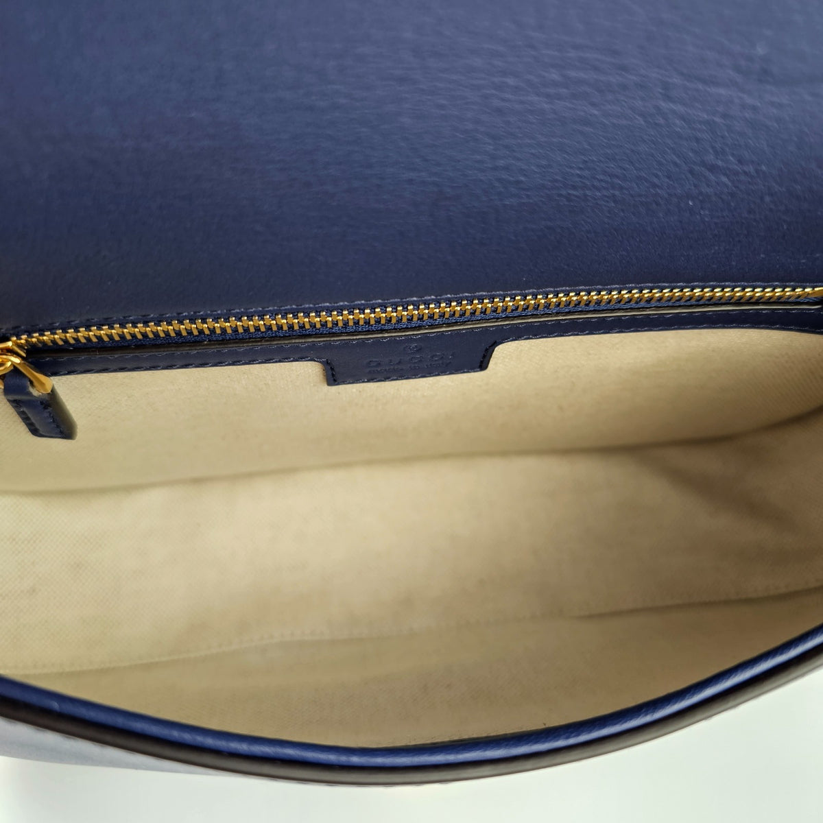 GUCCI Blondie Medium $3900 Blue Leather Top Handle Bag New And Authentic