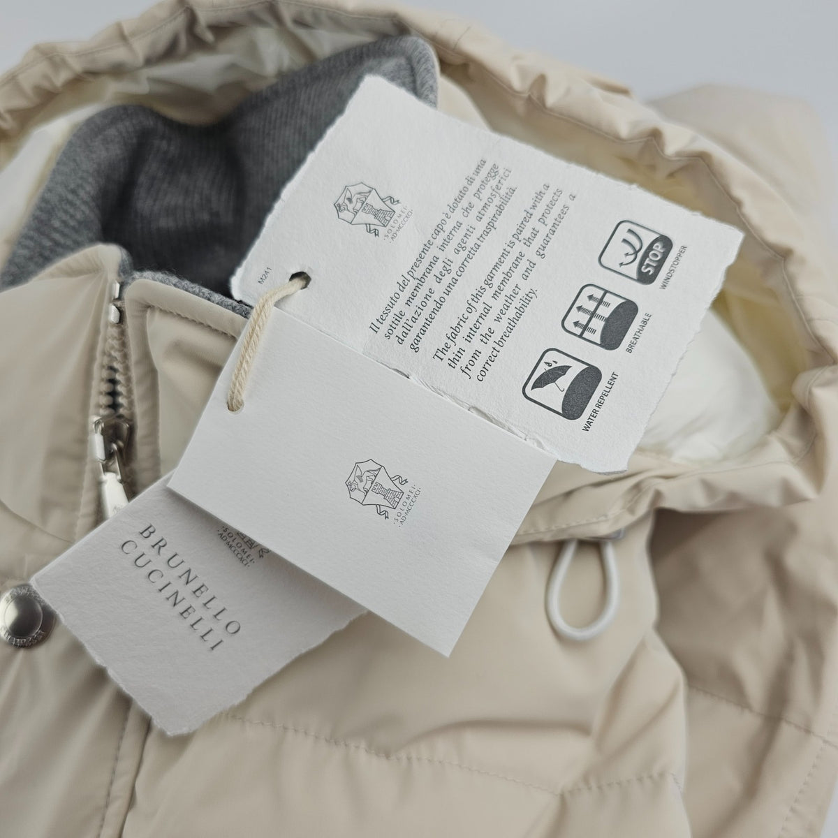 BRUNELLO CUCINELLI Beige Down Jacket New & Authentic Size XXL