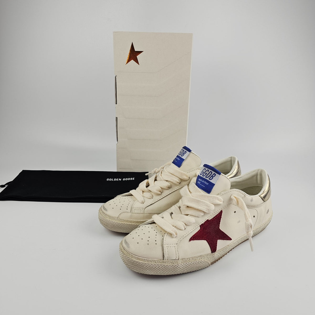 GOLDEN GOOSE Super Star Men's White/Red Sneakers New