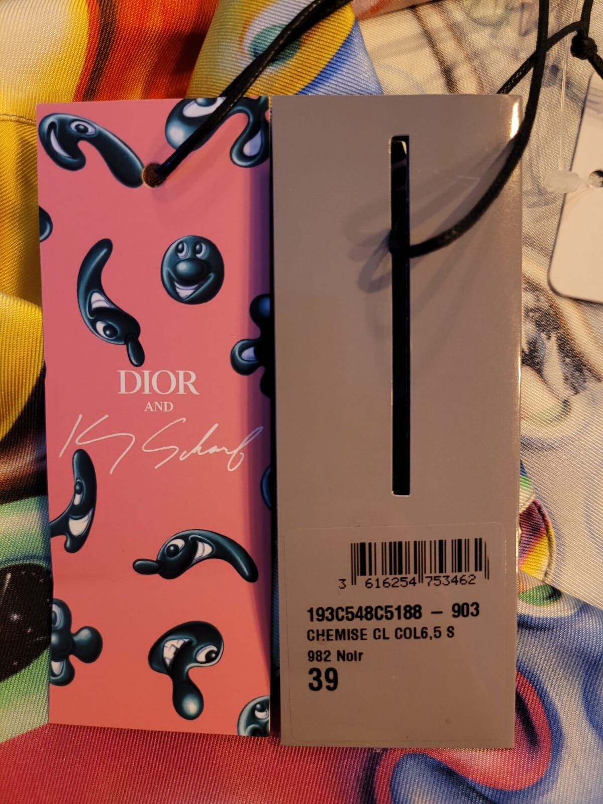 Dior Homme x Kenny Scharf Silk Multicolor Shirt Size 39 New