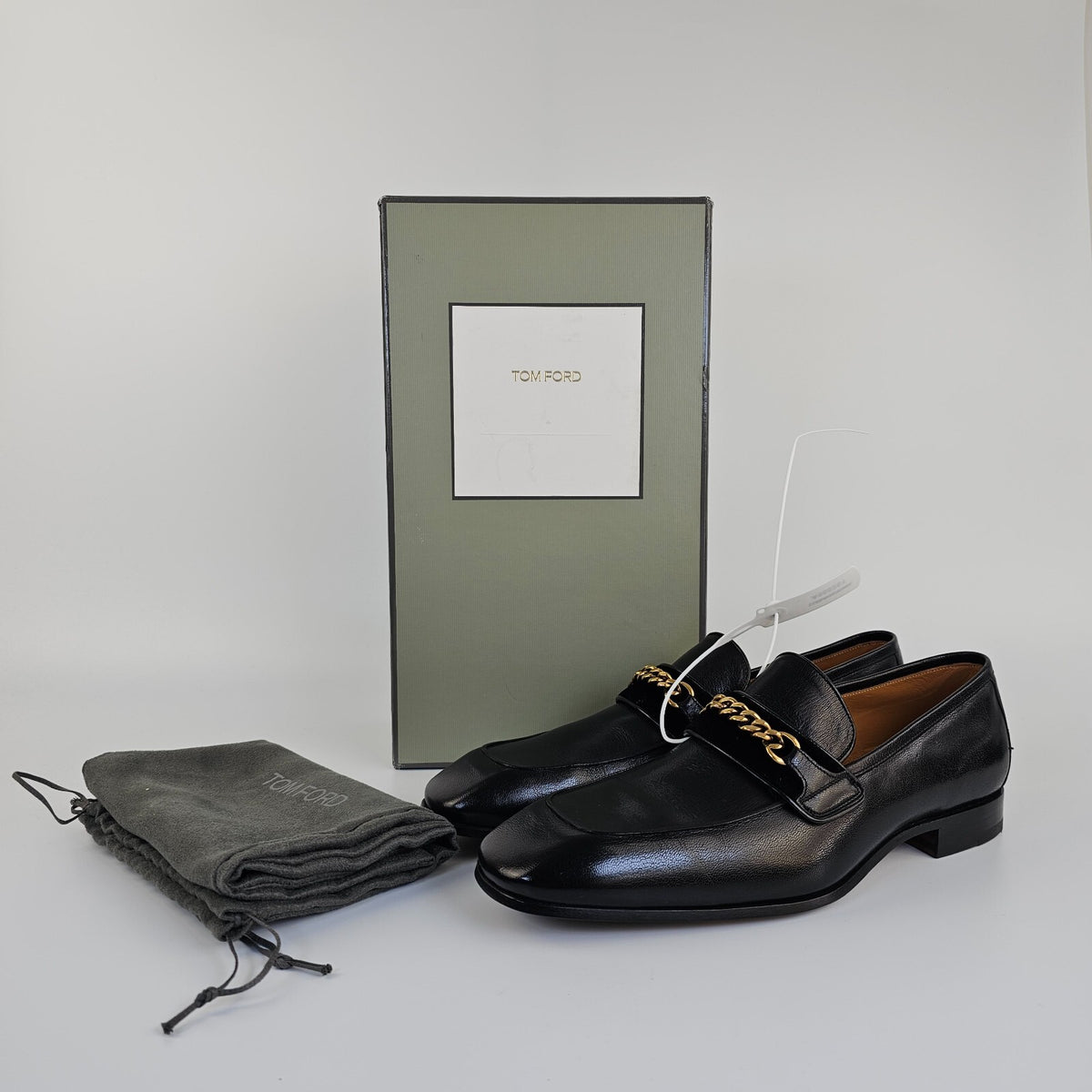 TOM FORD York Black Leather Loafers Size US 11
