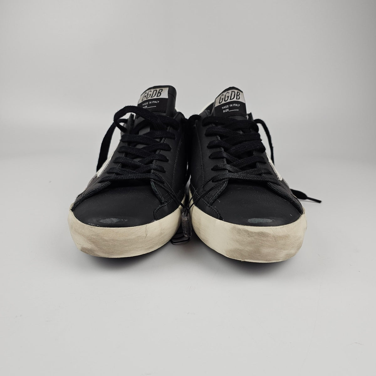 GOLDEN GOOSE Super Star Men's Black/WhiteLeather Low Top Sneakers New