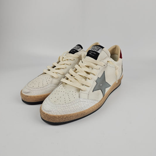 GOLDEN GOOSE Ball Star White/Red Leather Sneakers New