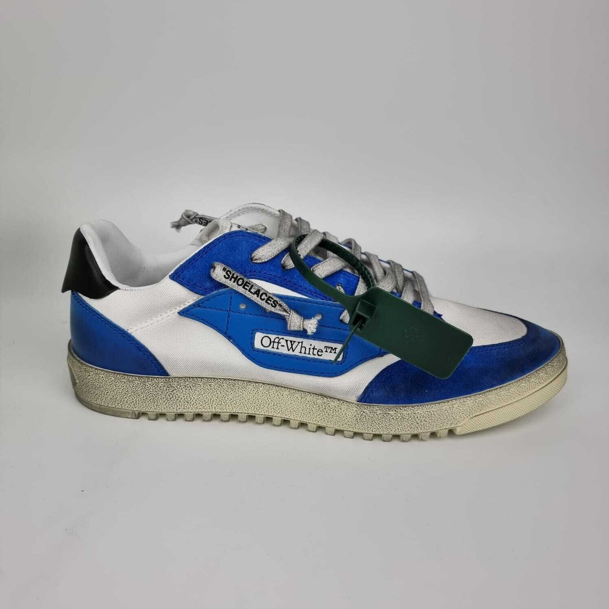 OFF-WHITE 5.0 Men's White And Blue Low Top Sneakers New Size 41 US 8