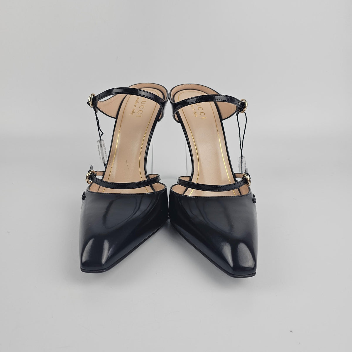 GUCCI $1590 Black 110mm Wedge Mules New & Authentic