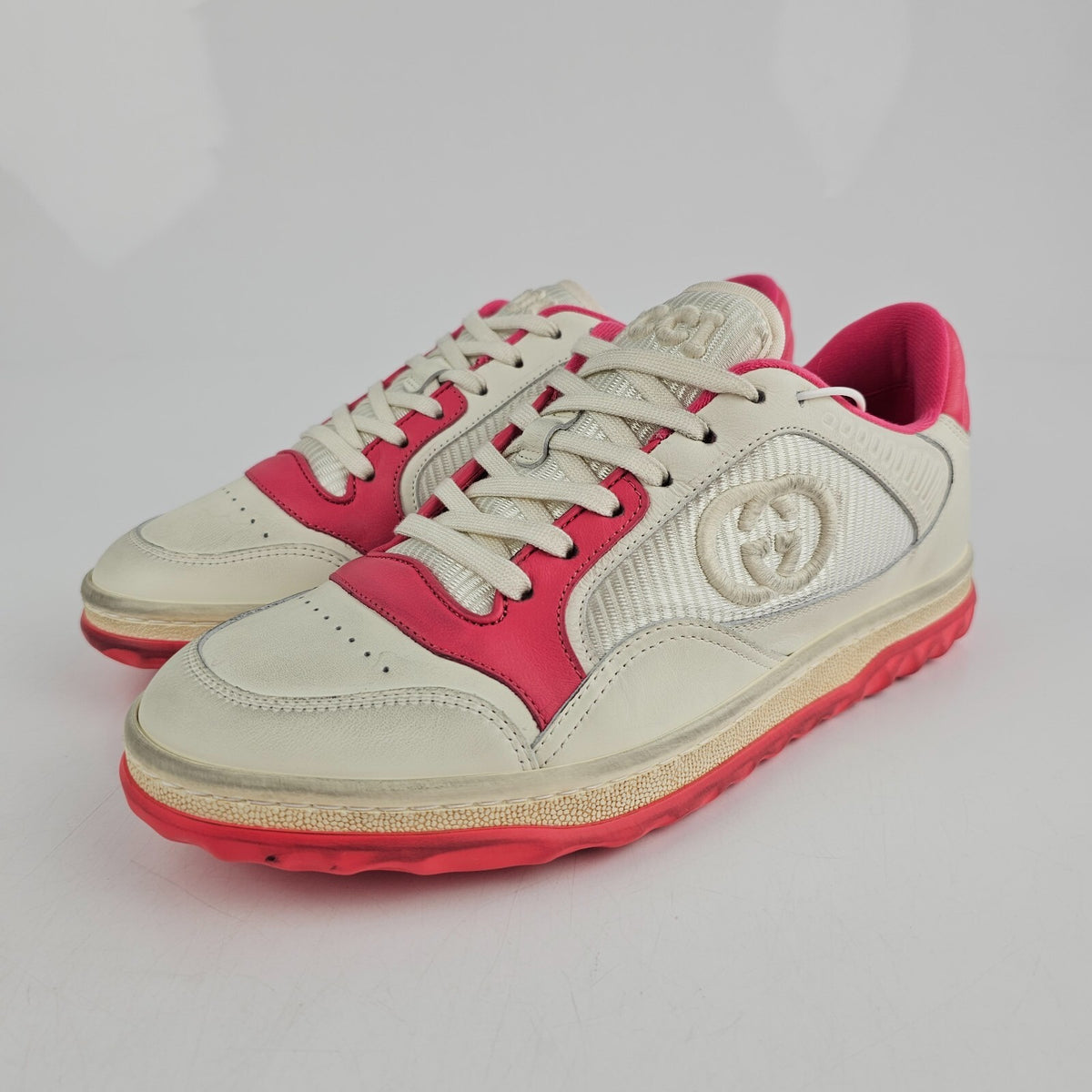 Gucci Mac80 Women's White And Pink Sneakers New
