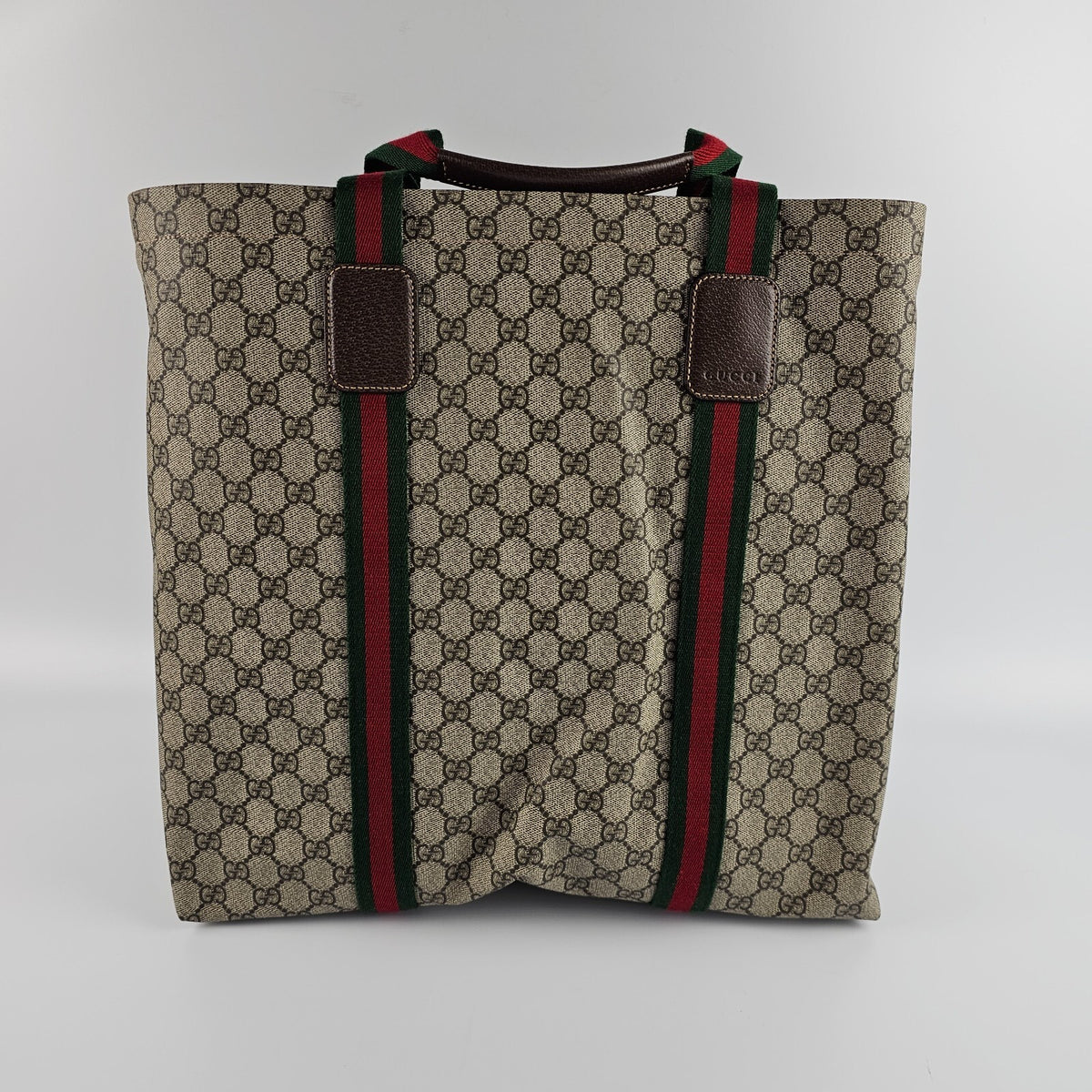 GUCCI $1500 Beige And Ebony GG Canvas Tender Large Tote Bag New & Authentic