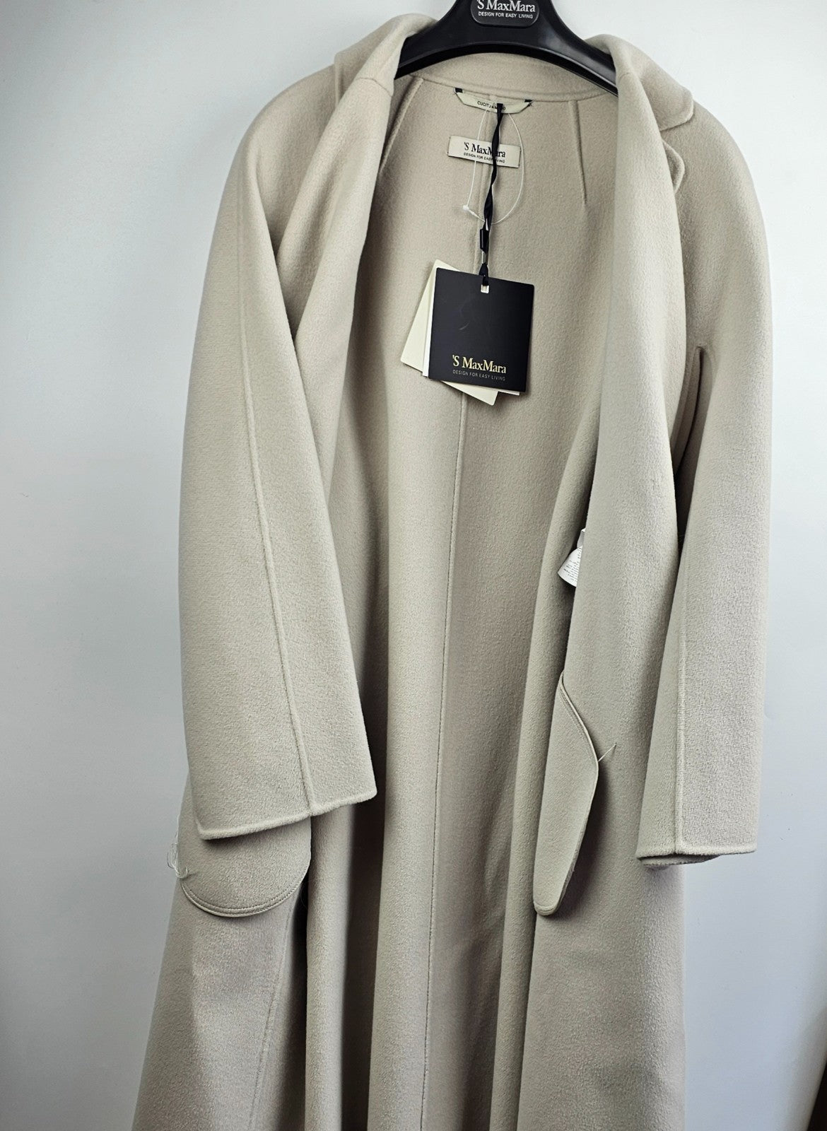 MAX MARA Esturia Belted Marble Gray Wool Long Coat New & Authentic