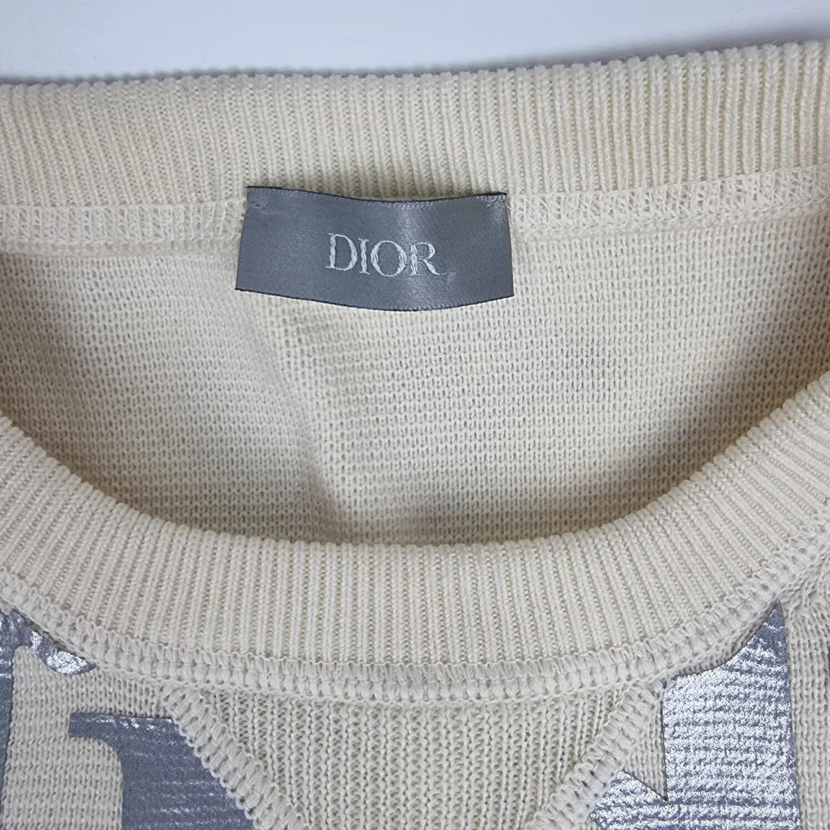 Dior Homme Oblique White/Silver Wool Sweater New Size M