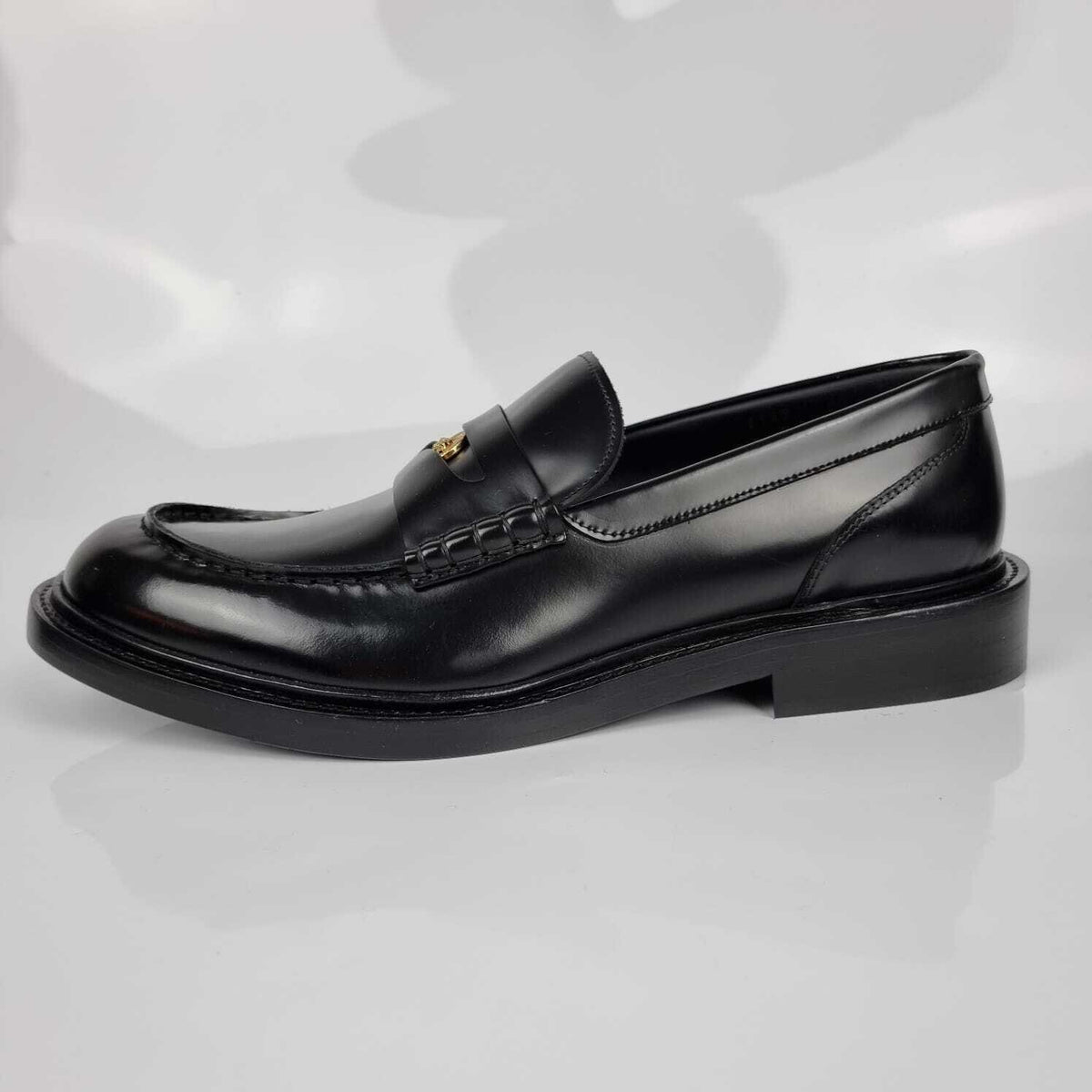 VERSACE La Medusa Black Leather Loafers New Size 46 US 13