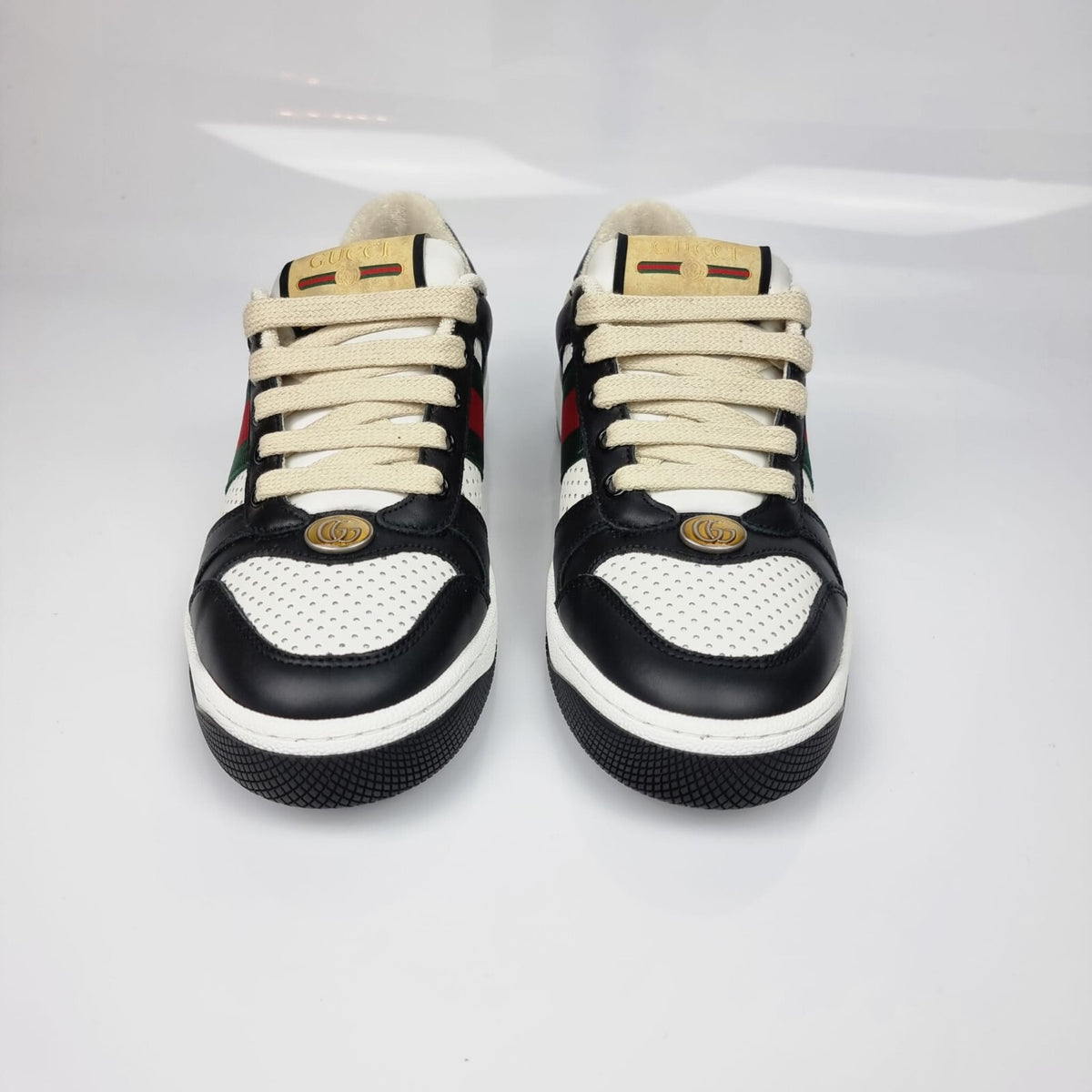 Gucci Women's Screener Black And White Sneakers New