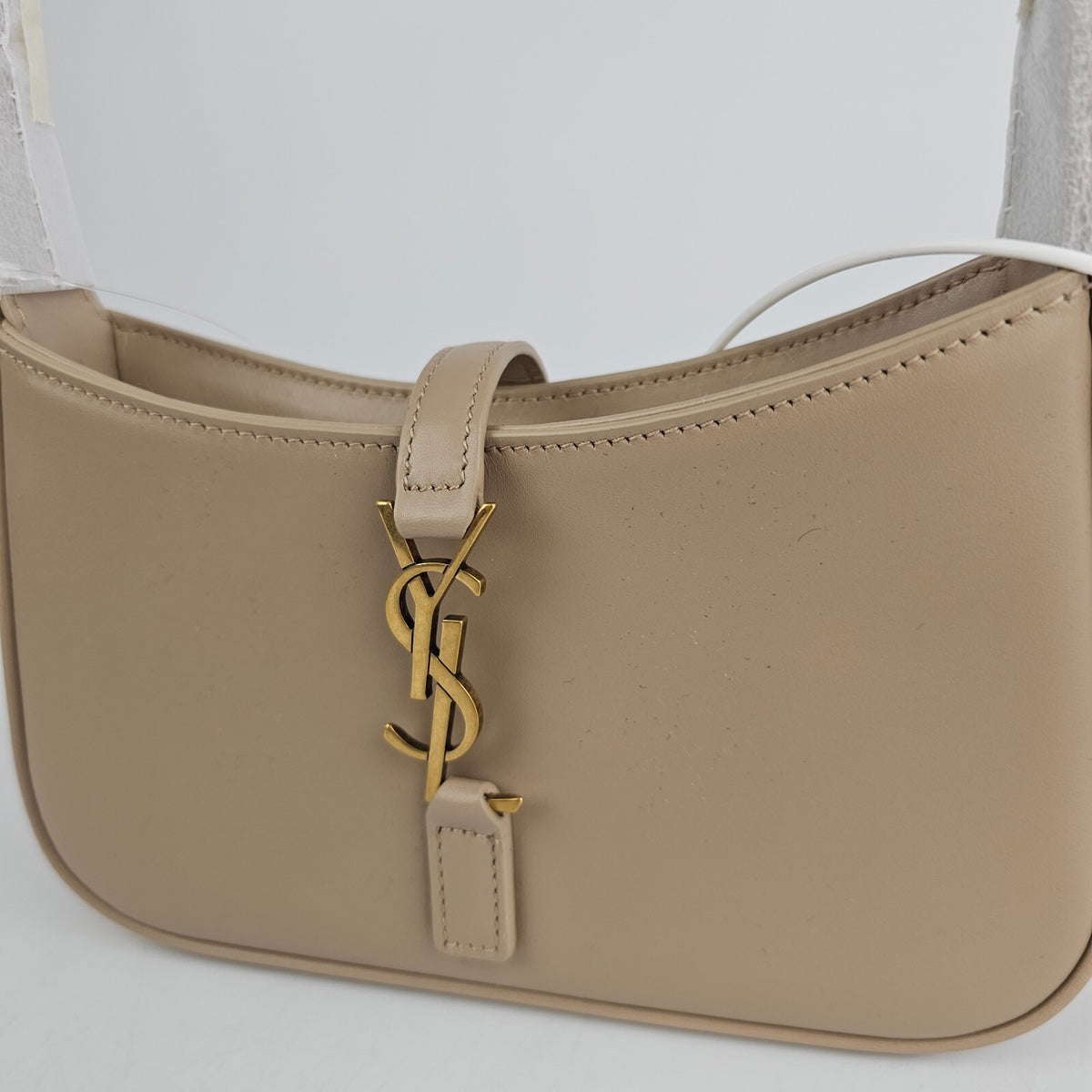SAINT LAURENT Mini Le 5 A 7 $1750 Dark Beige Hobo Bag New