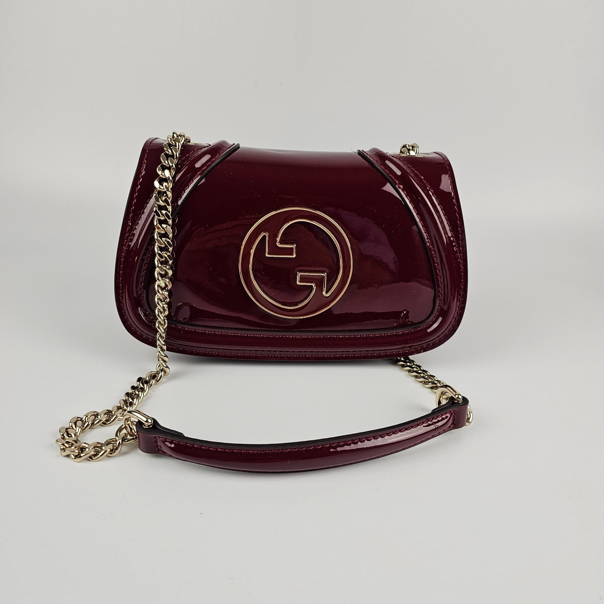 GUCCI Blondie Small $3450 Rosso Ancora Red Patent Leather Shoulder Bag New