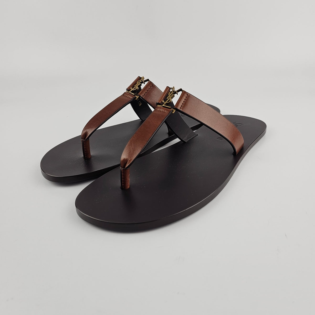 SAINT LAURENT Babylone $990 Burnt Brown Slides New & Authentic