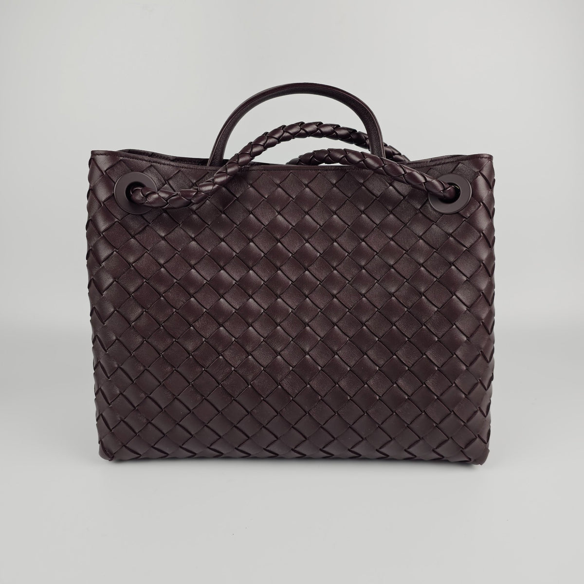 BOTTEGA VENETA Andiamo Medium $5700 Dark Barolo Leather Top Handle Bag New