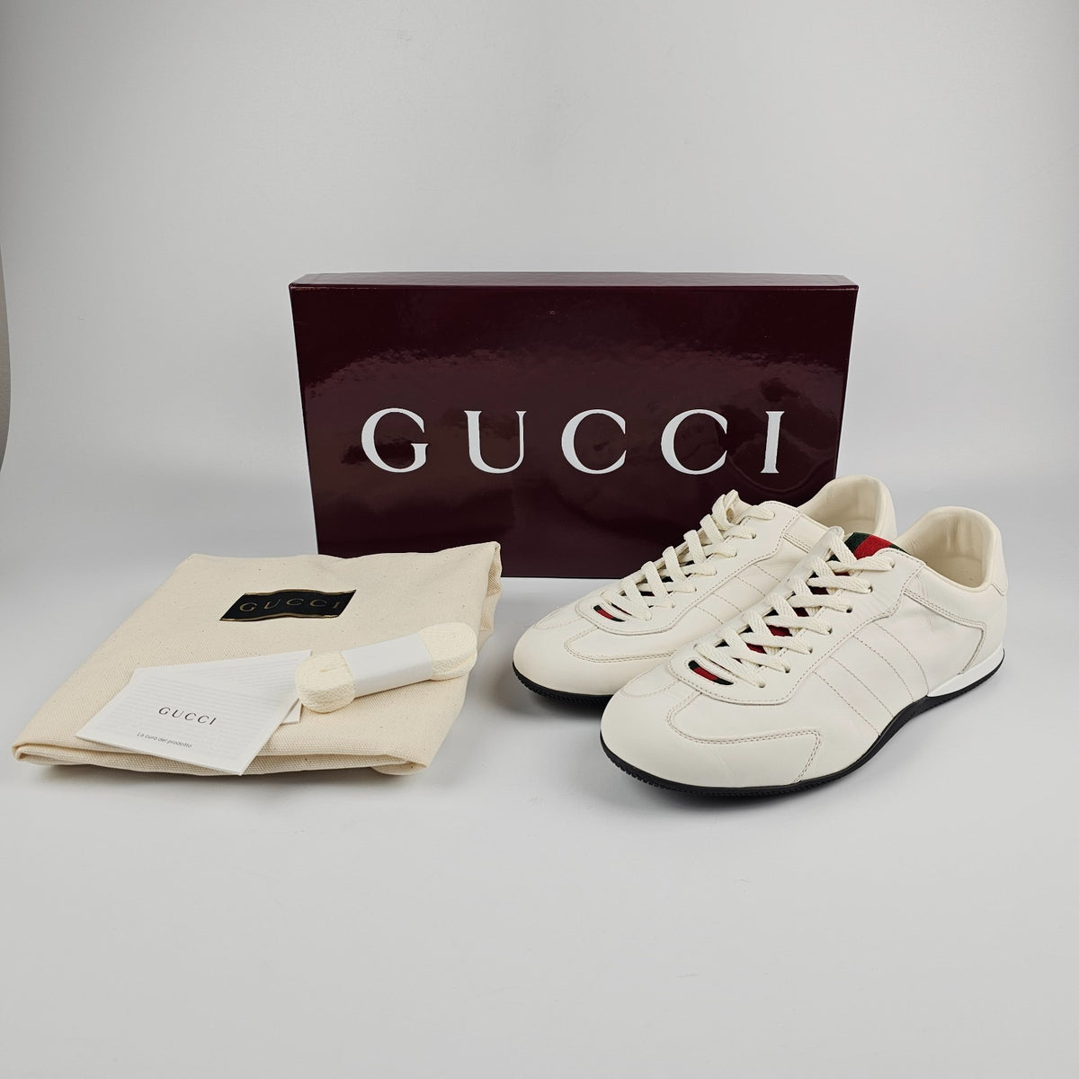 GUCCI Shift $1050 Men's White Leather Sneakers New & Authentic