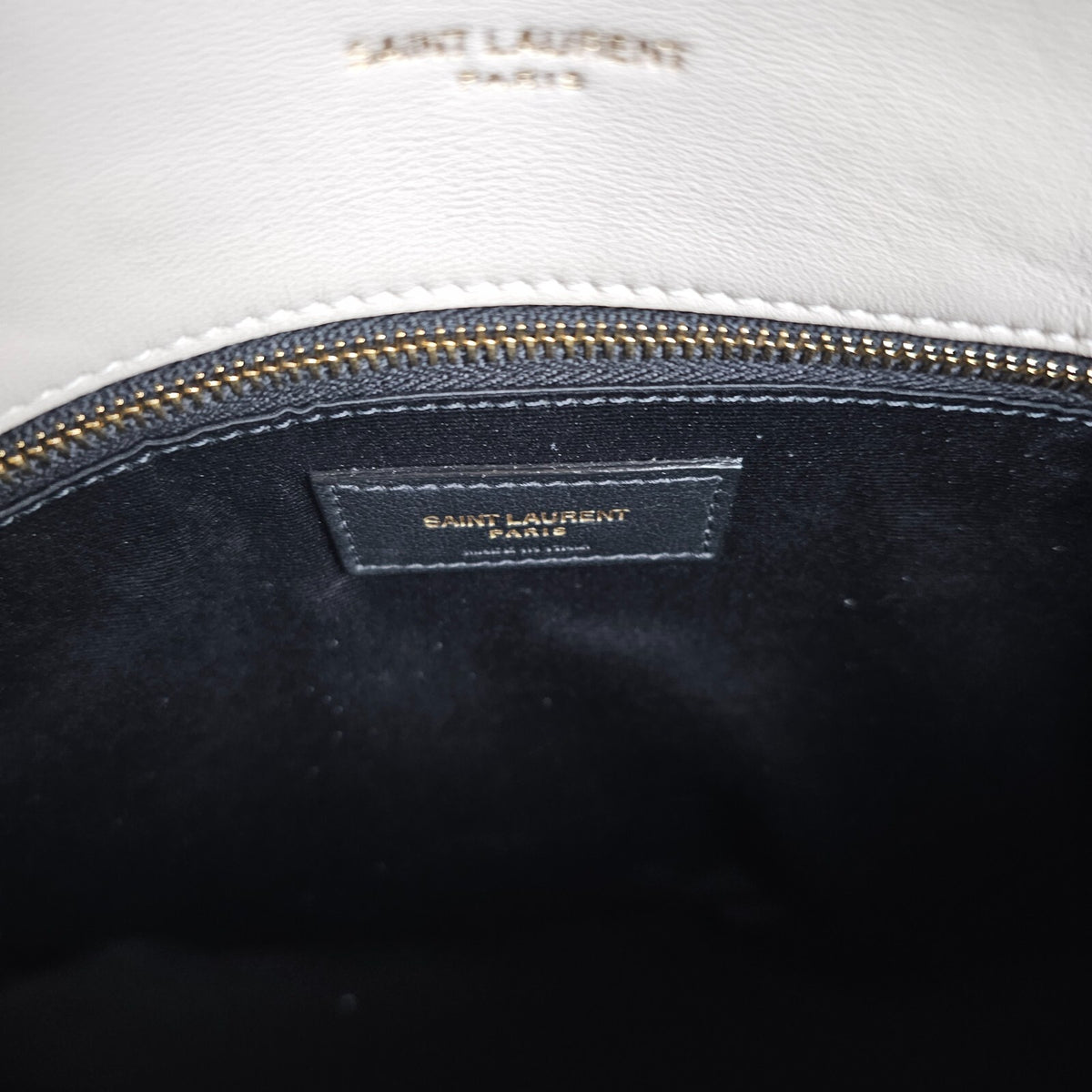 SAINT LAURENT Puffer Medium $3550 Blanc Vintage Nappa Leather Shoulder Bag New