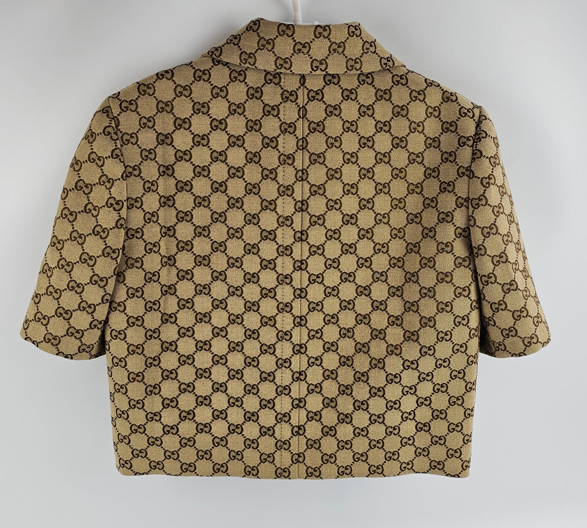 GUCCI $3200 Camel And Dark Brown GG Canvas With Horsebit Jacket New & Authentic
