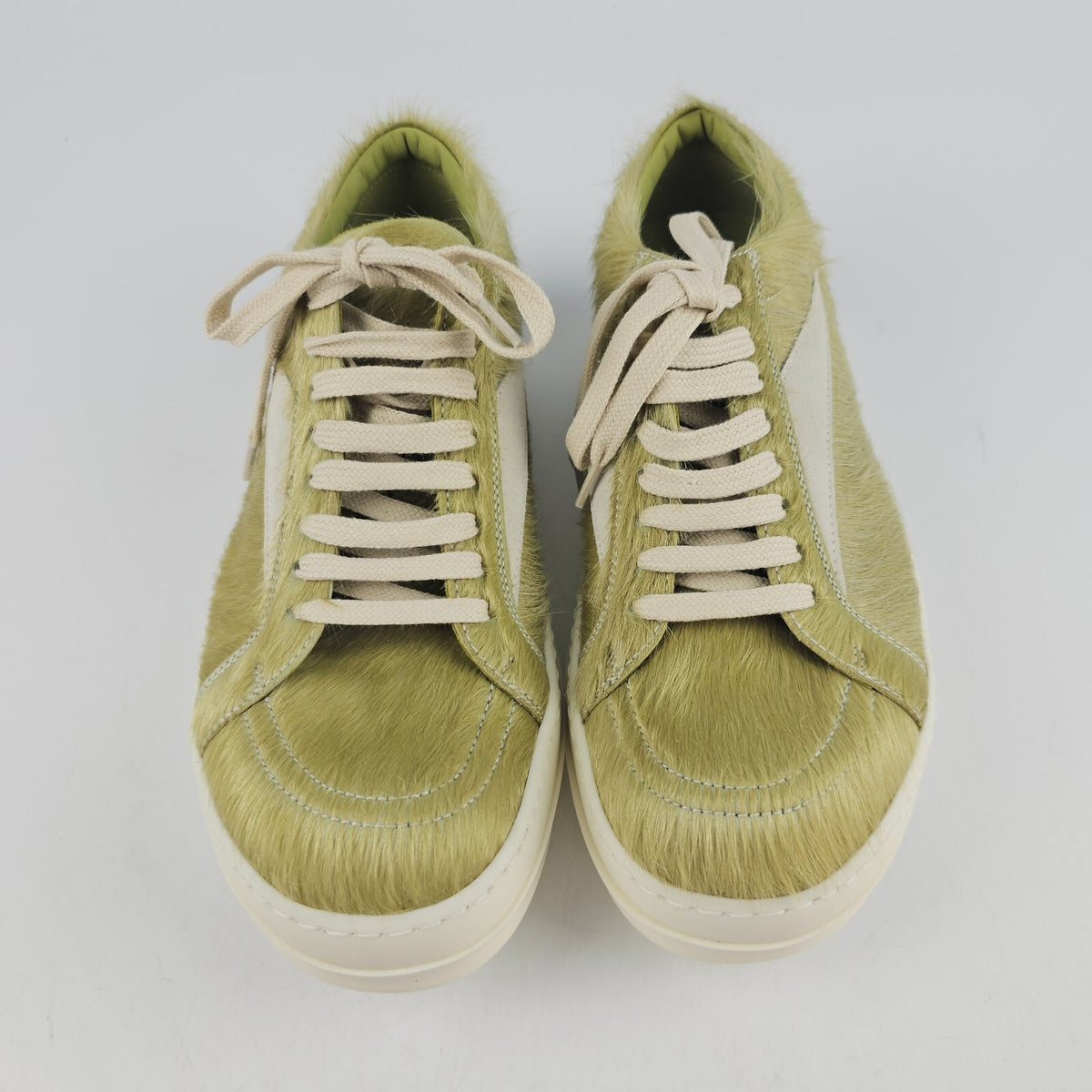 RICK OWENS Dirty Acid/Milk Vintage Leather Low Top Sneakers New Size 40.5 US 7.5
